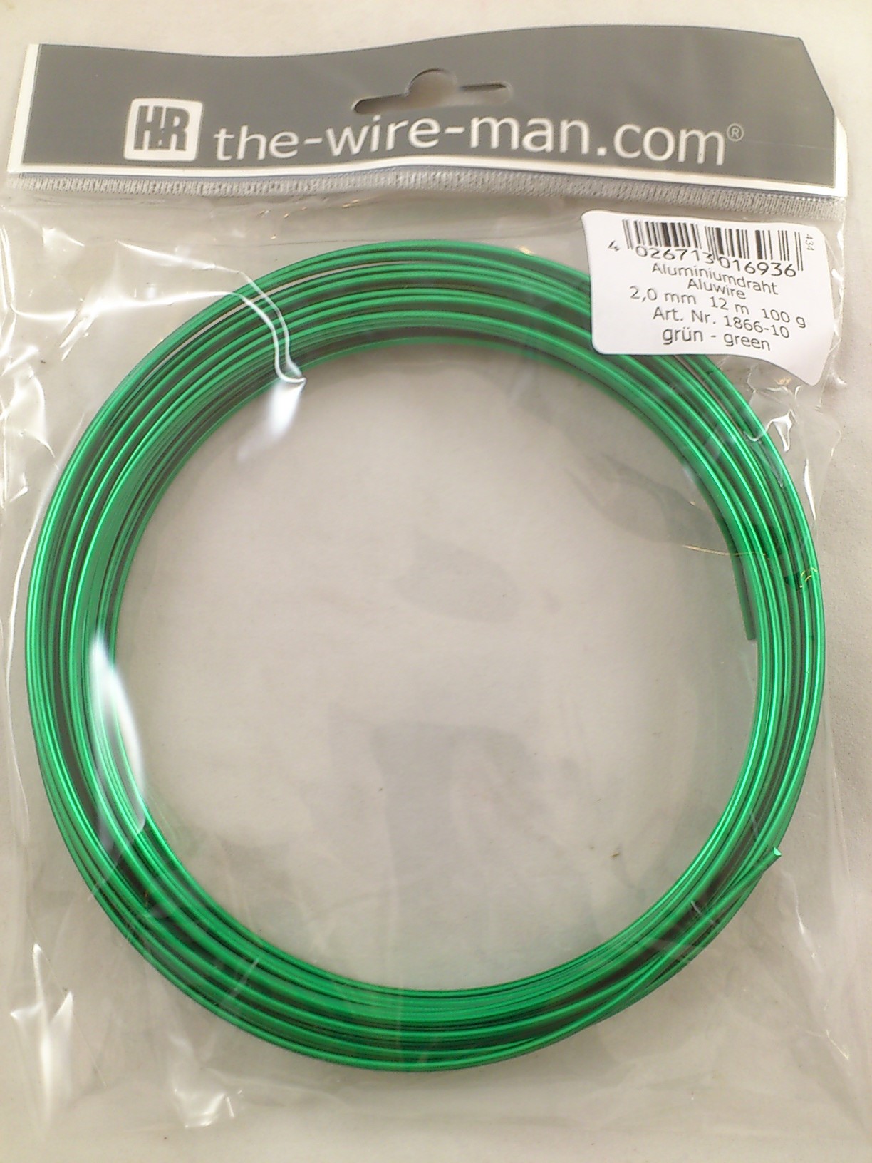 Aluminium wire green 2mmx12m